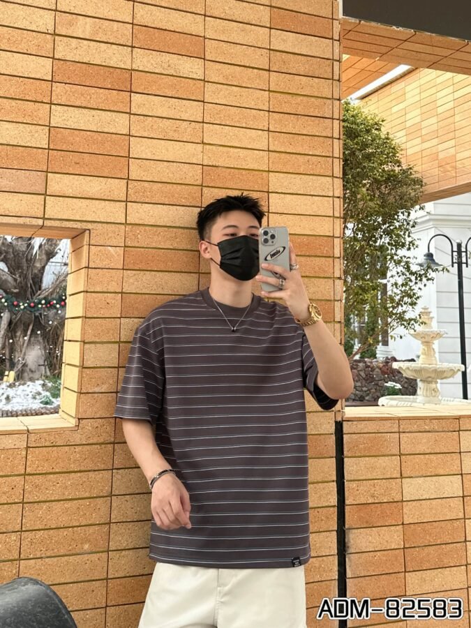 ADM New Textured Stripe Cotton T-shirt 82583 - 220gsm Premium Streetwear | Wholesale (5 Colors) - Image 6