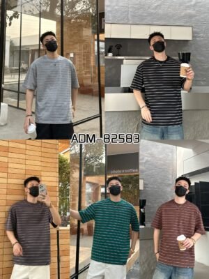 ADM New Textured Stripe Cotton T-shirt 82583 - 220gsm Premium Streetwear | Wholesale (5 Colors)