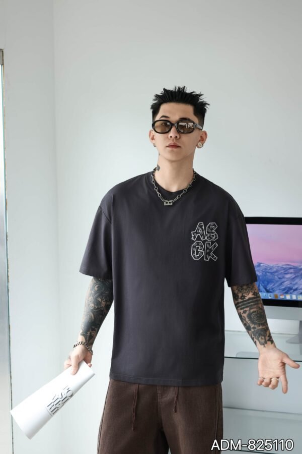 ADM New 3D Bridge Embroidery T-shirt 825110 - 200gsm Premium Cotton | Streetwear Wholesale (4 Colors) - Image 10