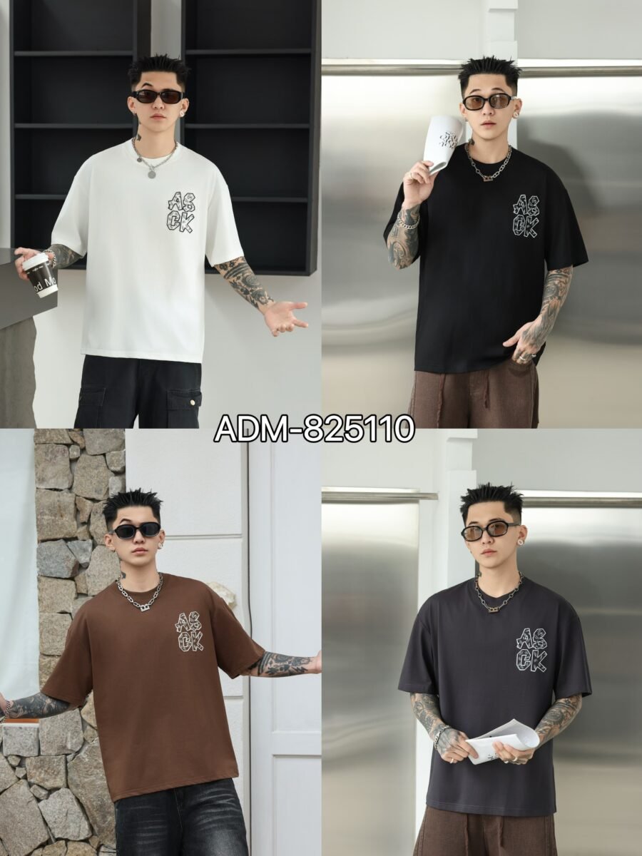 ADM New 3D Bridge Embroidery T-shirt 825110 - 200gsm Premium Cotton | Streetwear Wholesale (4 Colors)