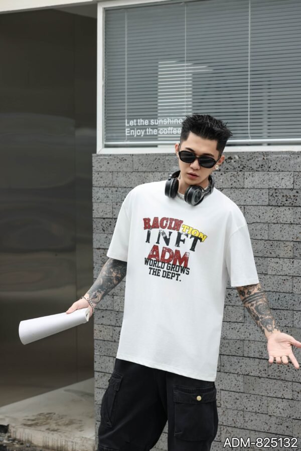 ADM New Distressed Print Heavyweight T-shirt 825132 - 260gsm Premium Cotton | Streetwear Wholesale (3 Colors) - Image 2