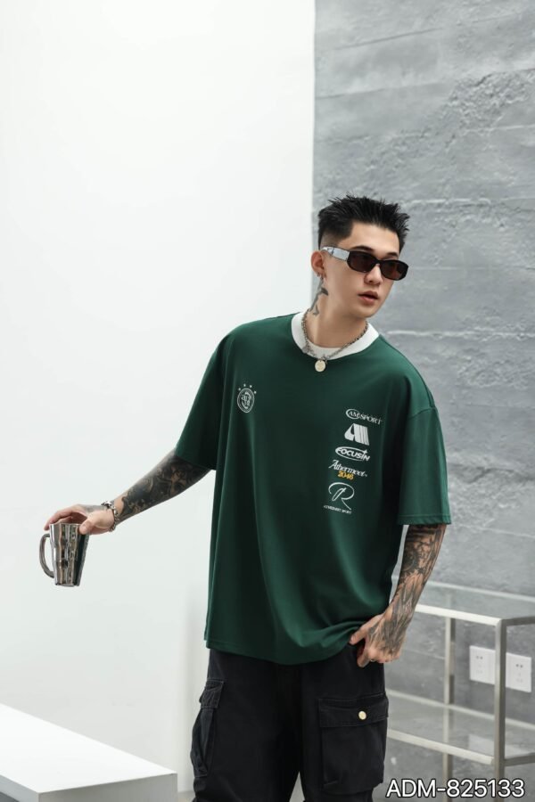 ADM New Contrast Collar Heavyweight T-shirt 825133 - 260gsm Premium Cotton | Streetwear Wholesale (4 Colors) - Image 12