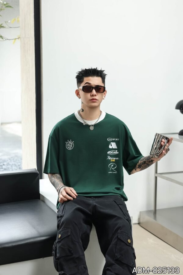 ADM New Contrast Collar Heavyweight T-shirt 825133 - 260gsm Premium Cotton | Streetwear Wholesale (4 Colors) - Image 10