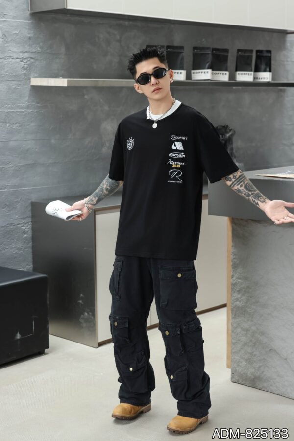 ADM New Contrast Collar Heavyweight T-shirt 825133 - 260gsm Premium Cotton | Streetwear Wholesale (4 Colors) - Image 9