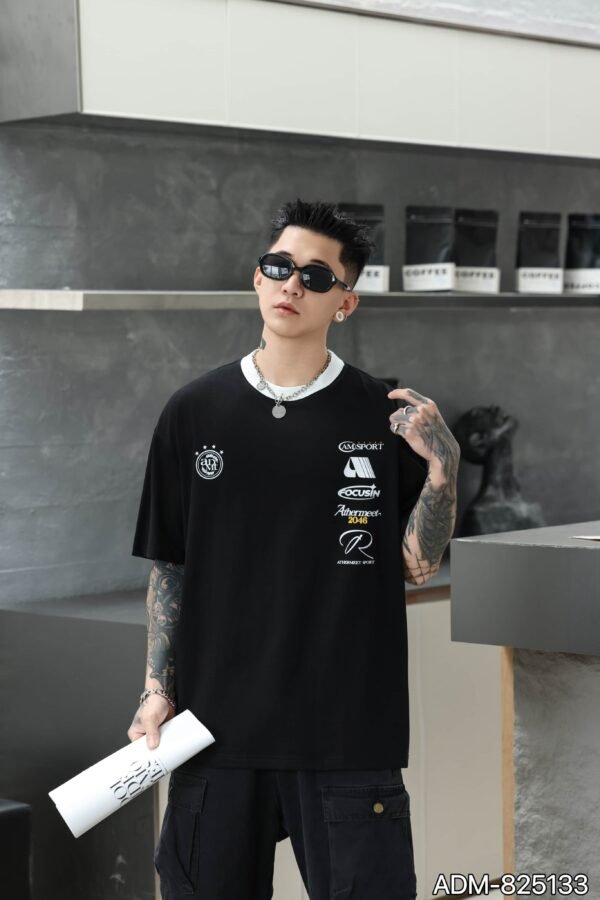 ADM New Contrast Collar Heavyweight T-shirt 825133 - 260gsm Premium Cotton | Streetwear Wholesale (4 Colors) - Image 8