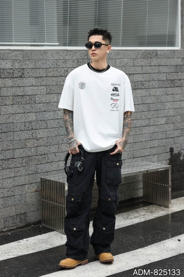 ADM New Contrast Collar Heavyweight T-shirt 825133 - 260gsm Premium Cotton | Streetwear Wholesale (4 Colors) - Image 7