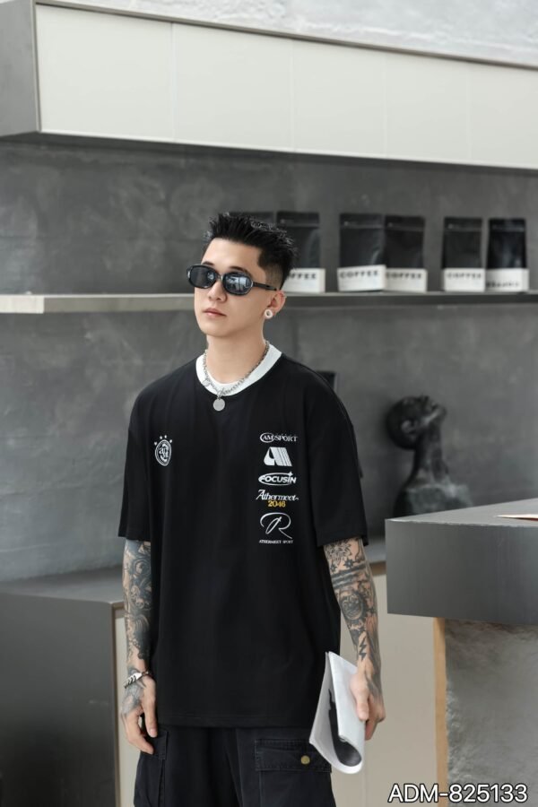 ADM New Contrast Collar Heavyweight T-shirt 825133 - 260gsm Premium Cotton | Streetwear Wholesale (4 Colors) - Image 5