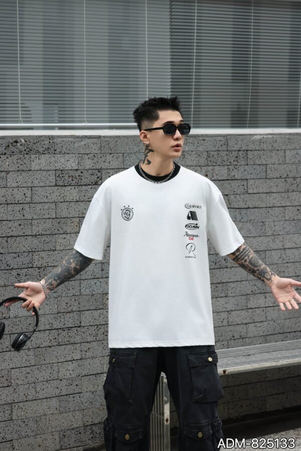 ADM New Contrast Collar Heavyweight T-shirt 825133 - 260gsm Premium Cotton | Streetwear Wholesale (4 Colors) - Image 4