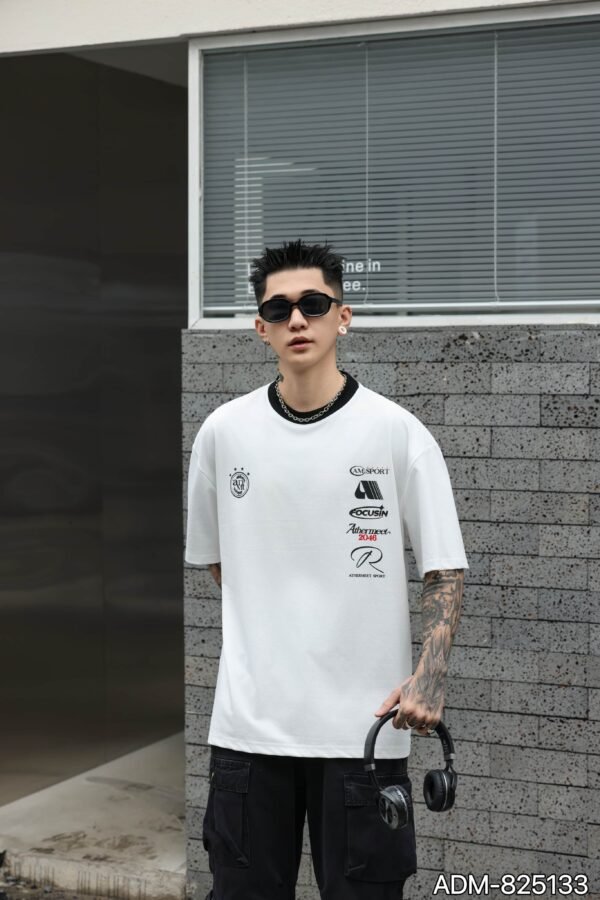 ADM New Contrast Collar Heavyweight T-shirt 825133 - 260gsm Premium Cotton | Streetwear Wholesale (4 Colors) - Image 2