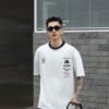 ADM New Contrast Collar Heavyweight T-shirt 825133 - 260gsm Premium Cotton | Streetwear Wholesale (4 Colors) - White