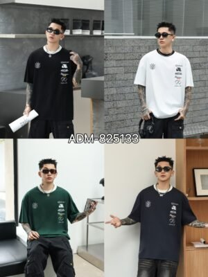 ADM New Contrast Collar Heavyweight T-shirt 825133 - 260gsm Premium Cotton | Streetwear Wholesale (4 Colors)