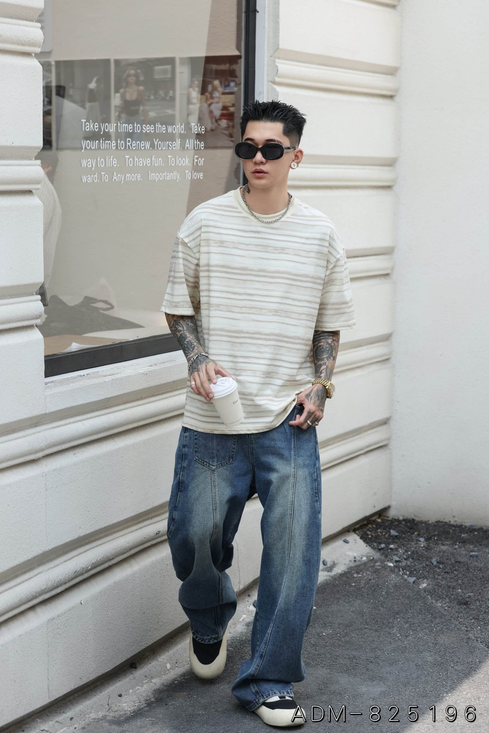 ADM New Custom Stripe Cotton T-shirt 825196 - 200gsm Premium Streetwear | Wholesale (4 Colors) - Image 7