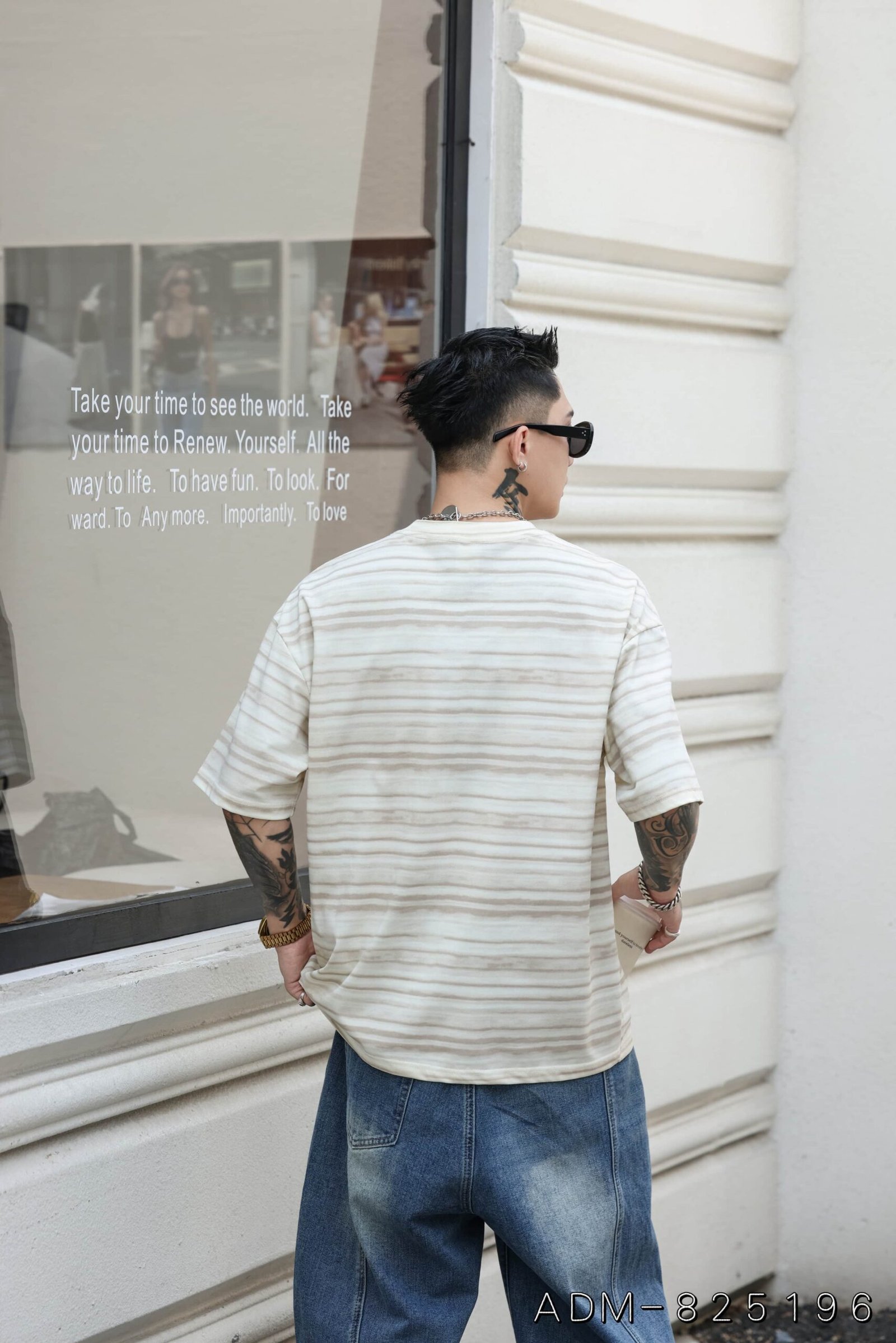 ADM New Custom Stripe Cotton T-shirt 825196 - 200gsm Premium Streetwear | Wholesale (4 Colors) - Image 6