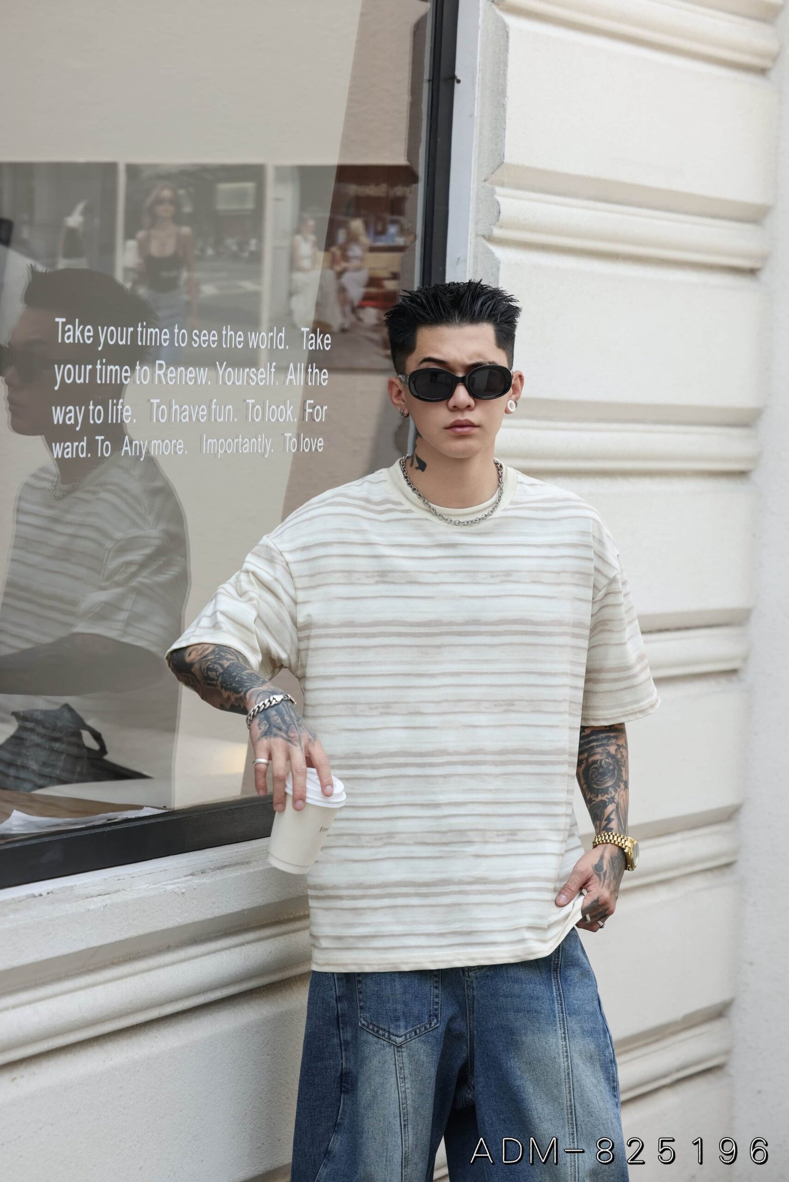 ADM New Custom Stripe Cotton T-shirt 825196 - 200gsm Premium Streetwear | Wholesale (4 Colors) - Image 5