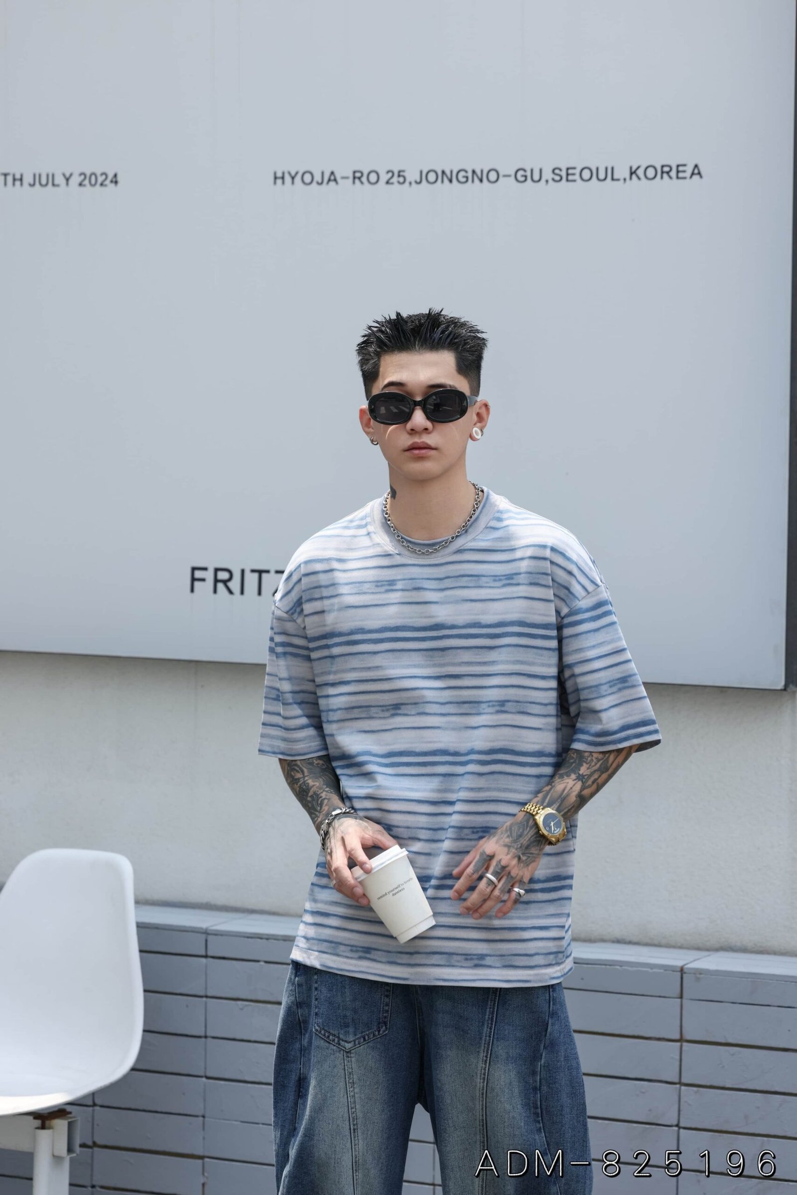 ADM New Custom Stripe Cotton T-shirt 825196 - 200gsm Premium Streetwear | Wholesale (4 Colors) - Image 2