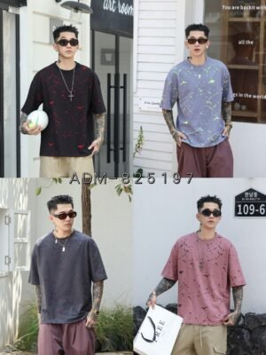 ADM new Two Tone Burnout Cotton T-shirt 825197 - 200gsm Premium Streetwear | Wholesale (4 Colors)