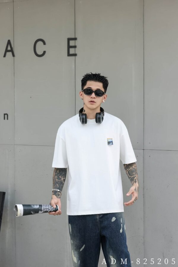 ADM New Double-Layer Embroidered Logo T-shirt 825205 - 200gsm Premium Cotton | Streetwear Wholesale (3 Colors) - Image 7