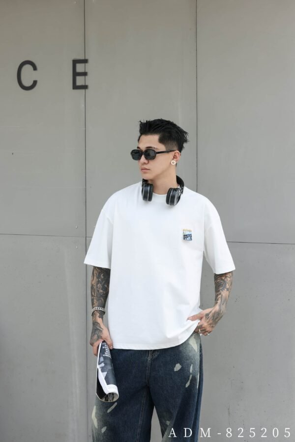 ADM New Double-Layer Embroidered Logo T-shirt 825205 - 200gsm Premium Cotton | Streetwear Wholesale (3 Colors) - Image 6