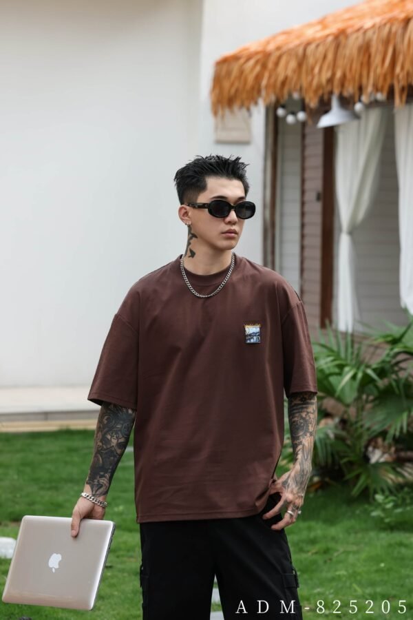 ADM New Double-Layer Embroidered Logo T-shirt 825205 - 200gsm Premium Cotton | Streetwear Wholesale (3 Colors) - Image 2