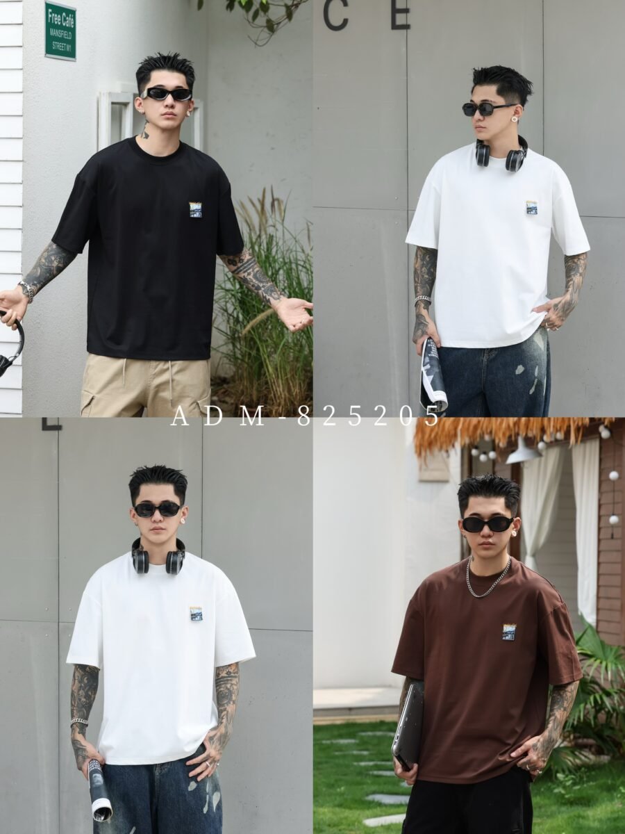 ADM New Double-Layer Embroidered Logo T-shirt 825205 - 200gsm Premium Cotton | Streetwear Wholesale (3 Colors)