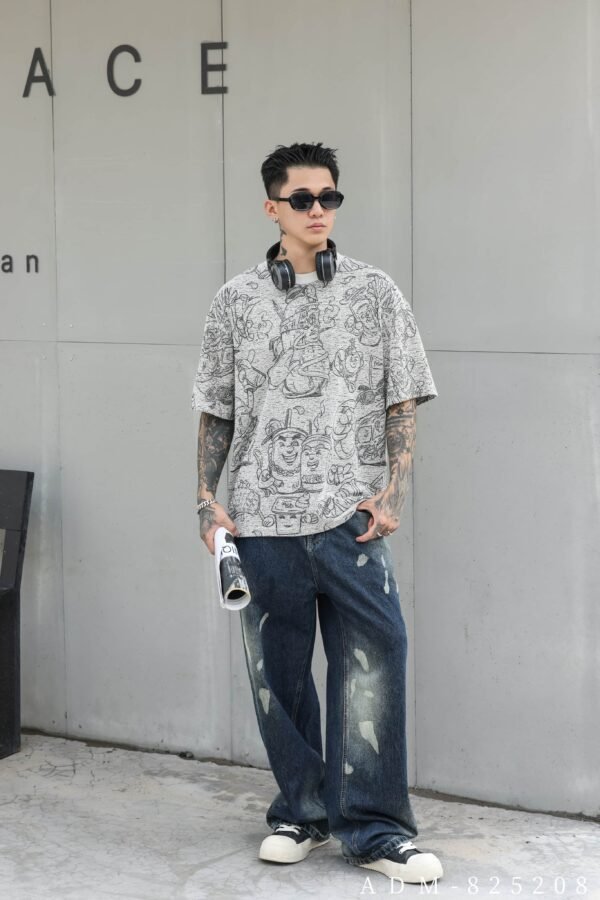 ADM New Terry Two-Tone Burnout All-Over Print T-shirt 825208 - 200gsm Premium Cotton | Streetwear Wholesale (3 Colors) - Image 8