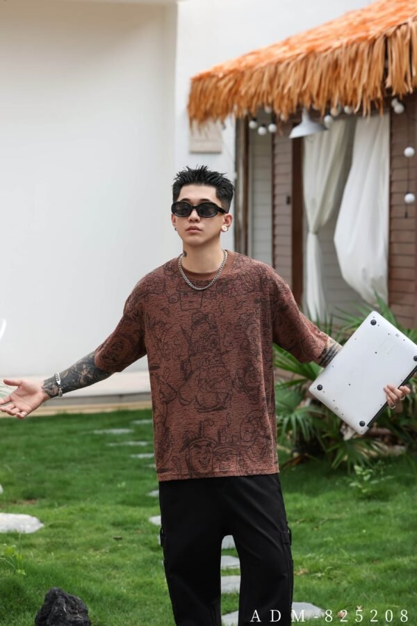 ADM New Terry Two-Tone Burnout All-Over Print T-shirt 825208 - 200gsm Premium Cotton | Streetwear Wholesale (3 Colors) - Image 3