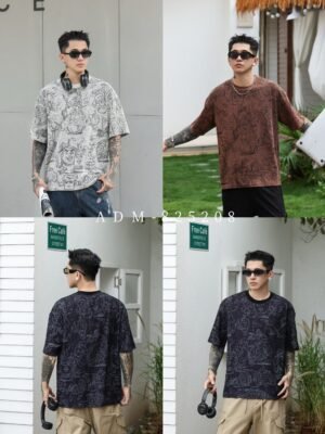 ADM New Terry Two-Tone Burnout All-Over Print T-shirt 825208 - 200gsm Premium Cotton | Streetwear Wholesale (3 Colors)