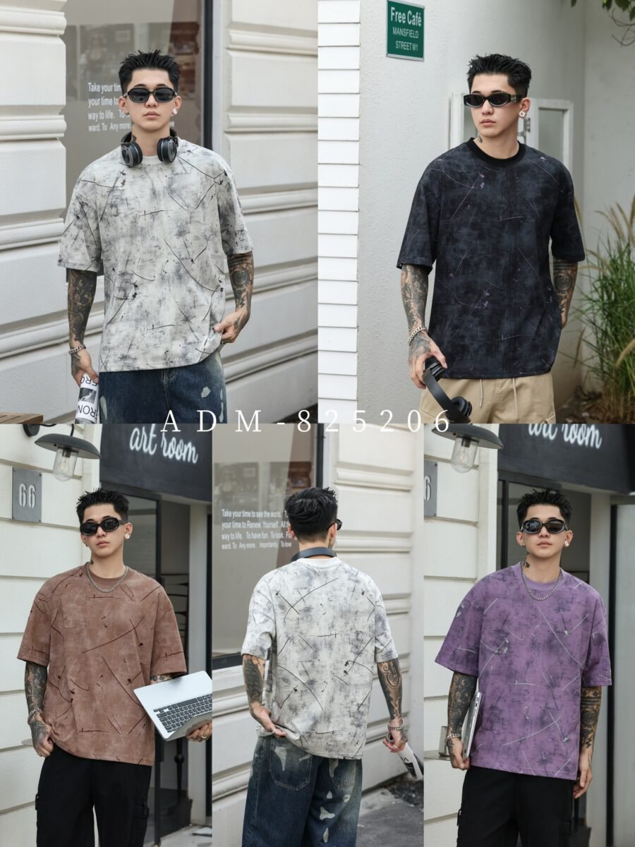 ADM New Two-Tone Burnout Washed T-shirt 825206 - 200gsm Premium Cotton | Streetwear Wholesale (4 Colors)