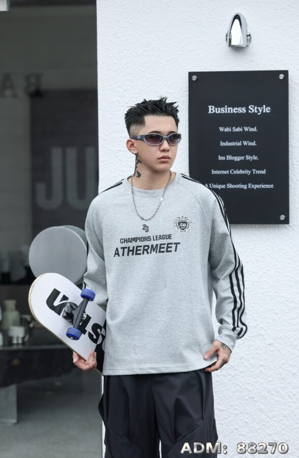 ​​ADM New Retro Stripe Raglan Sweatshirt 88270 - 280gsm Premium Cotton | Bulk Wholesale (4 Colors)​​ - Image 3