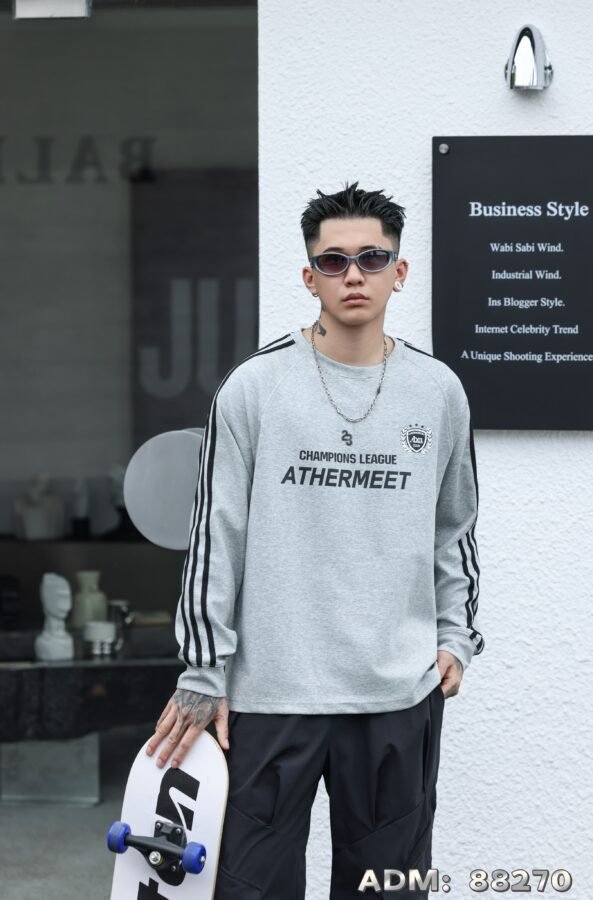 ​​ADM New Retro Stripe Raglan Sweatshirt 88270 - 280gsm Premium Cotton | Bulk Wholesale (4 Colors)​​ - Image 2