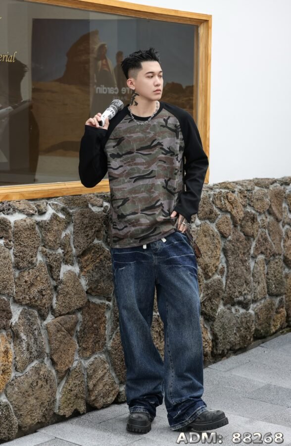 ​​ADM New Vintage Camo Raglan Sweatshirt 88268 - 280gsm Premium Cotton | Bulk Wholesale (2 Colors)​​ - Image 7