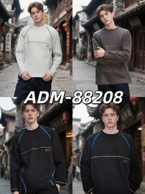New Huso Stitch Sweatshirt | 3D Embroidered Crewneck 88208# | Wholesale Streetwear