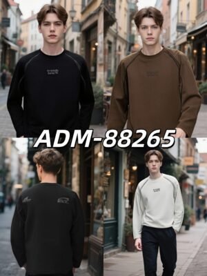 Tonal Huso Flocked Sweatshirt | Premium Crewneck 88265# | Exclusive Wholesale Streetwear