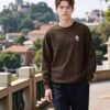 2025 New Flocked Foam Sweatshirt | Premium Crewneck 88217# | Wholesale Streetwear - Coffee