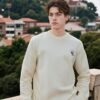 2025 New Flocked Foam Sweatshirt | Premium Crewneck 88217# | Wholesale Streetwear - Apricot