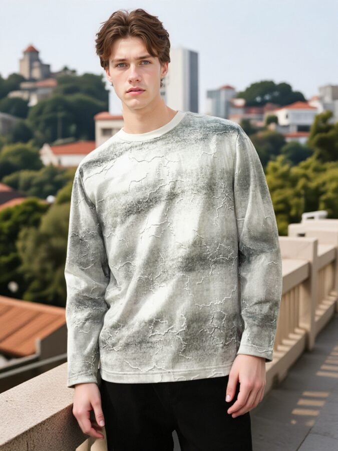 Specialty Flocked Fabric Sweatshirt | Premium Crewneck 88225# | Exclusive Wholesale Streetwear - Image 14
