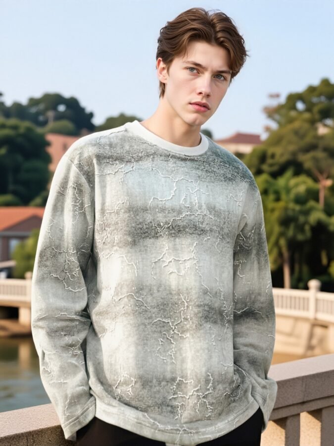 Specialty Flocked Fabric Sweatshirt | Premium Crewneck 88225# | Exclusive Wholesale Streetwear - Image 13
