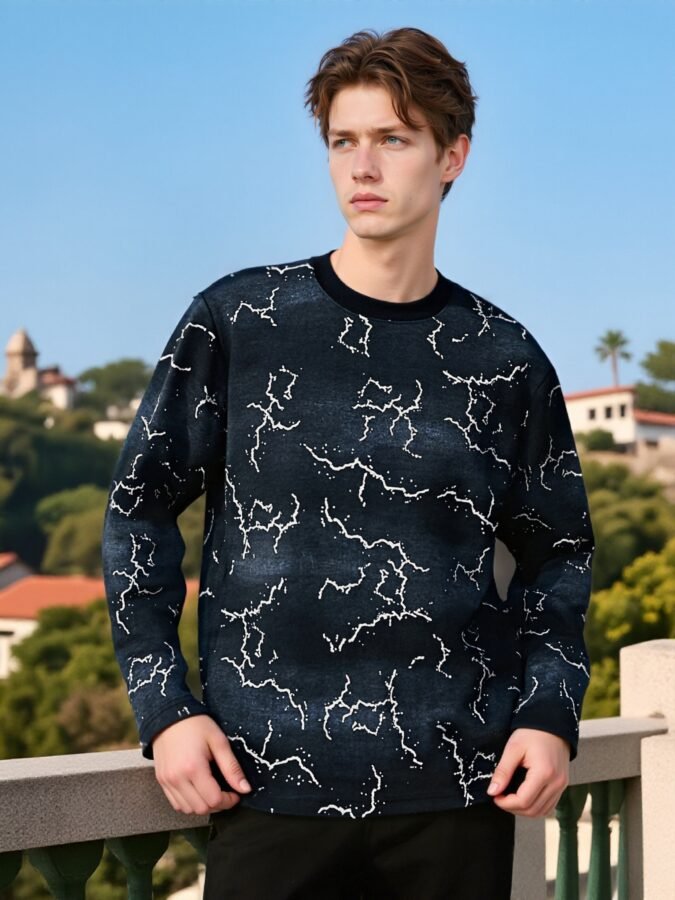 Specialty Flocked Fabric Sweatshirt | Premium Crewneck 88225# | Exclusive Wholesale Streetwear - Image 11