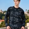 Specialty Flocked Fabric Sweatshirt | Premium Crewneck 88225# | Exclusive Wholesale Streetwear - ​​Black