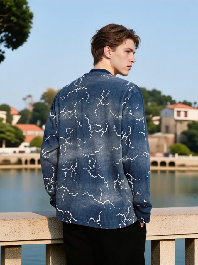 Specialty Flocked Fabric Sweatshirt | Premium Crewneck 88225# | Exclusive Wholesale Streetwear - Image 6