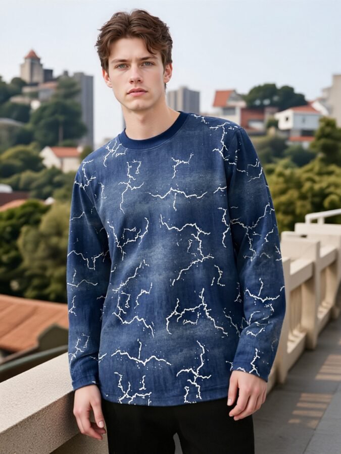 Specialty Flocked Fabric Sweatshirt | Premium Crewneck 88225# | Exclusive Wholesale Streetwear - Image 4