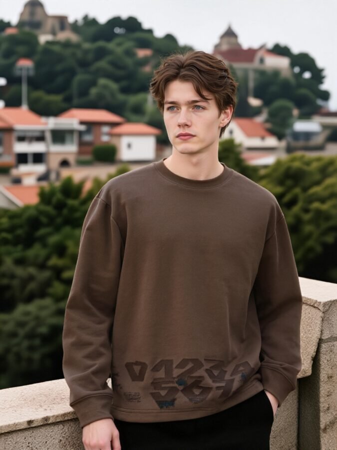Hem Embroidered Designer Sweatshirt | Printed Crewneck 88232# | Premium Wholesale Streetwear - Image 12