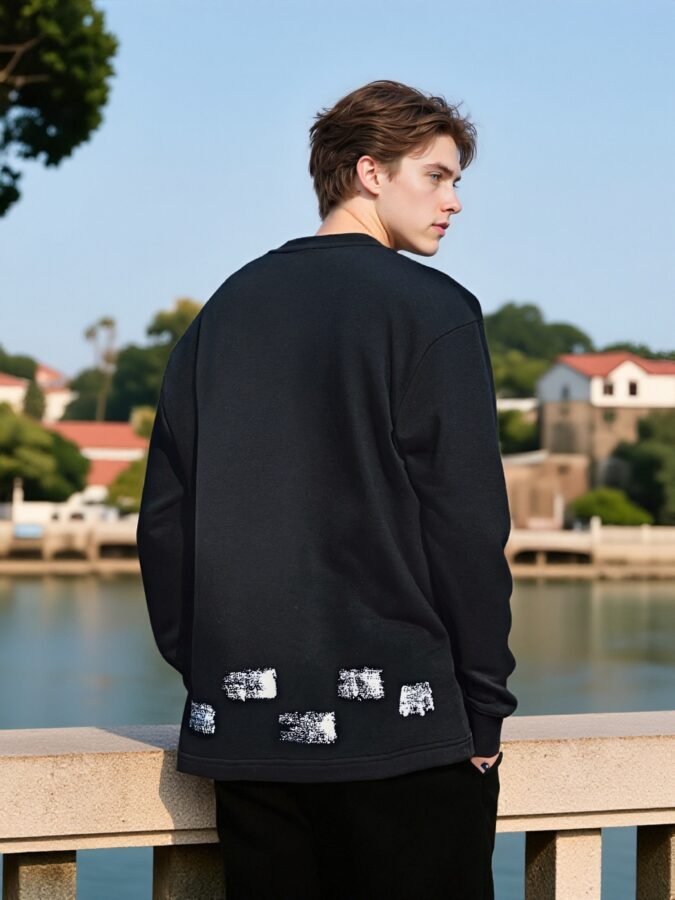 Hem Embroidered Designer Sweatshirt | Printed Crewneck 88232# | Premium Wholesale Streetwear - Image 5