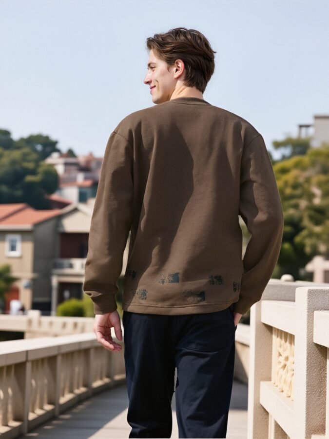 Hem Embroidered Designer Sweatshirt | Printed Crewneck 88232# | Premium Wholesale Streetwear - Image 9