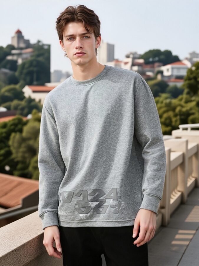 Hem Embroidered Designer Sweatshirt | Printed Crewneck 88232# | Premium Wholesale Streetwear - Image 14