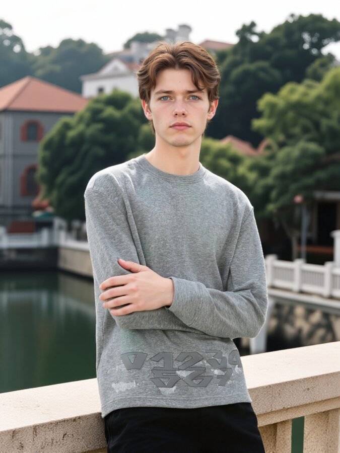 Hem Embroidered Designer Sweatshirt | Printed Crewneck 88232# | Premium Wholesale Streetwear - Image 13