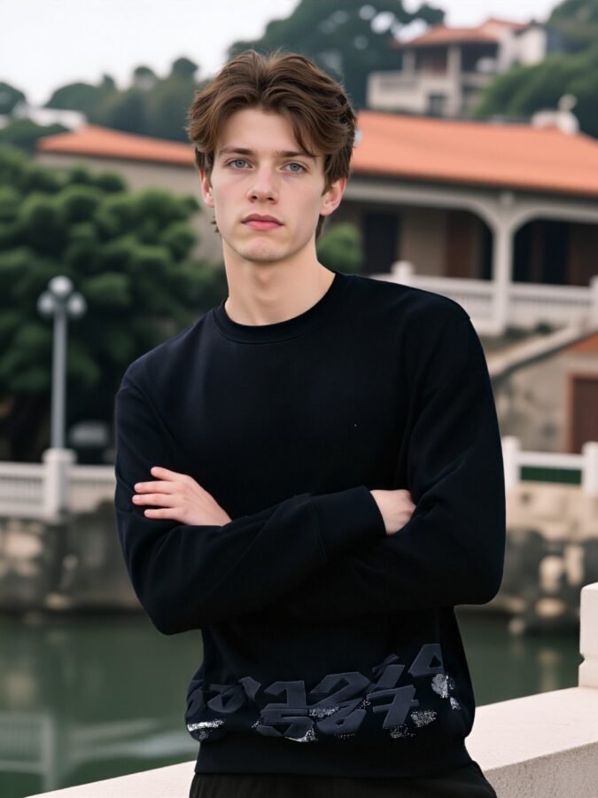 Hem Embroidered Designer Sweatshirt | Printed Crewneck 88232# | Premium Wholesale Streetwear - Image 3