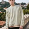 Hand-Painted Designer Sweatshirt | Artistic Crewneck 88250# | Exclusive Wholesale Streetwear - Apricot