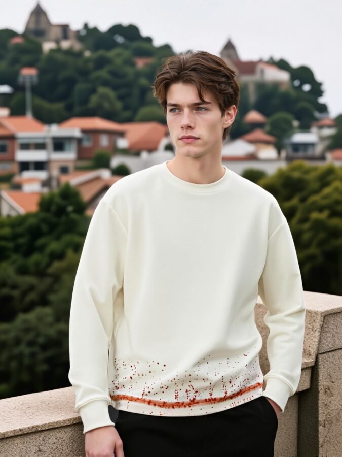 Hand-Painted Designer Sweatshirt | Artistic Crewneck 88250# | Exclusive Wholesale Streetwear - Image 2
