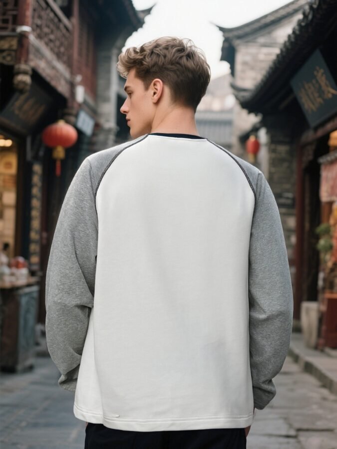 New Innovative Contrast Patchwork Hoodie | 88202# Structural Crewneck Sweatshirt - Image 6